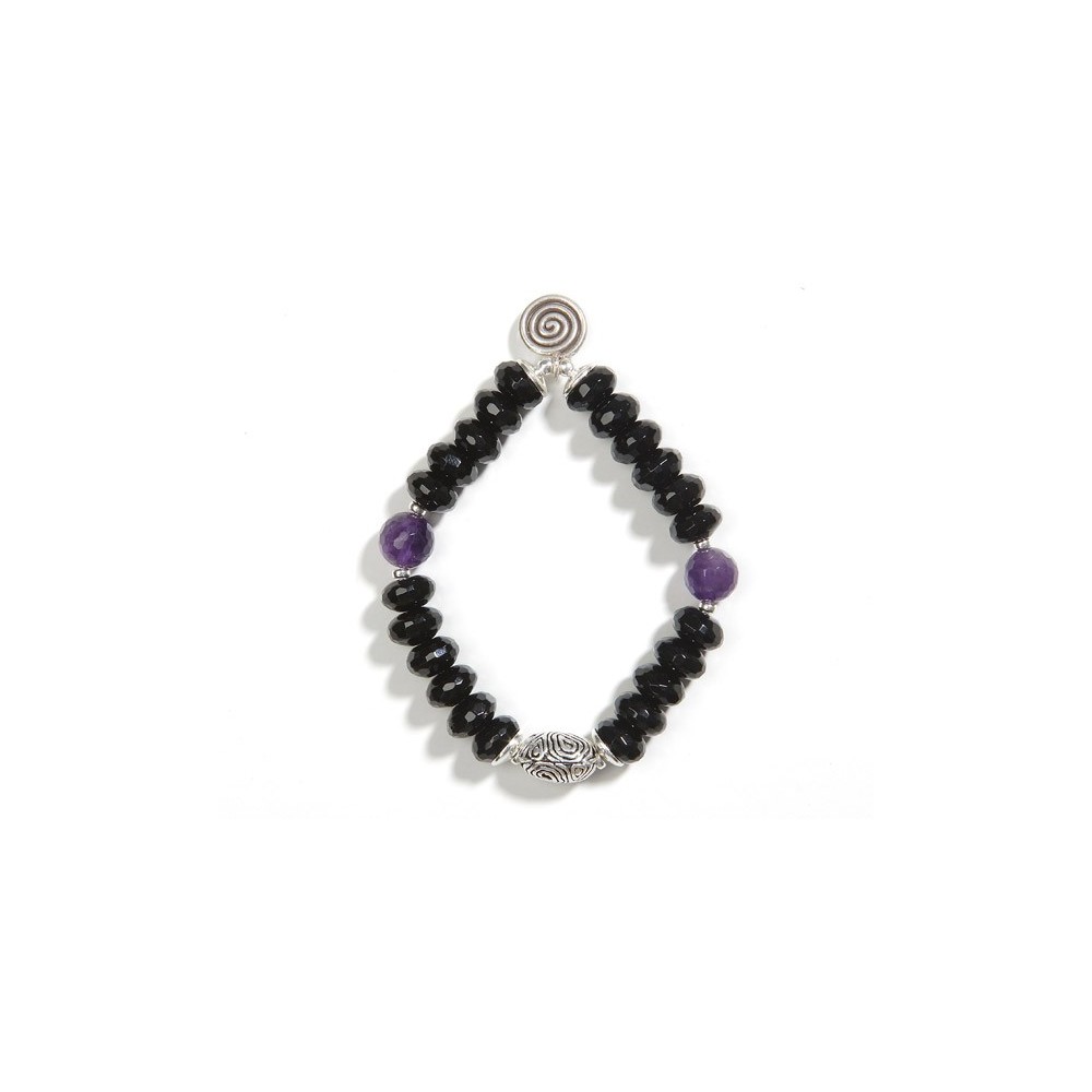 Pulsera de ruedas de onix con bolas de amatista