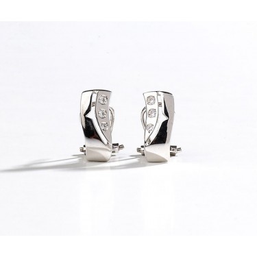 Pendientes de oro blanco con brillante artificial