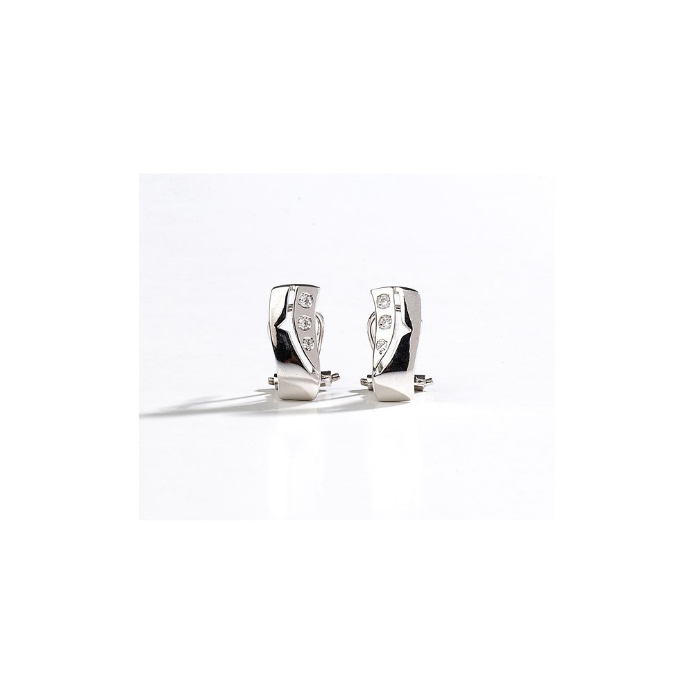 Pendientes de oro blanco con brillante artificial