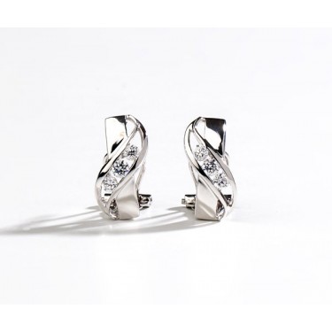 Pendientes de oro blanco con brillante artificial