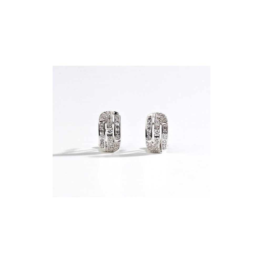 Pendientes de oro blanco con brillante artificial