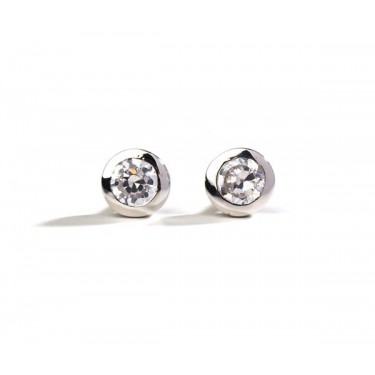 Pendientes de oro blanco medio aro