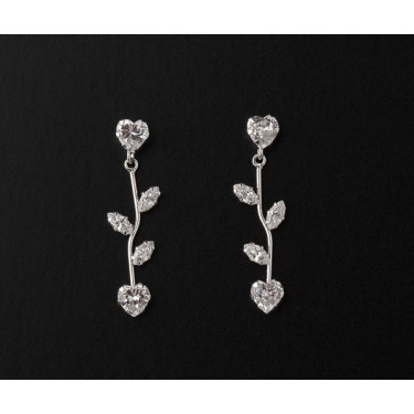 Pendientes de oro blanco con brillante artificial