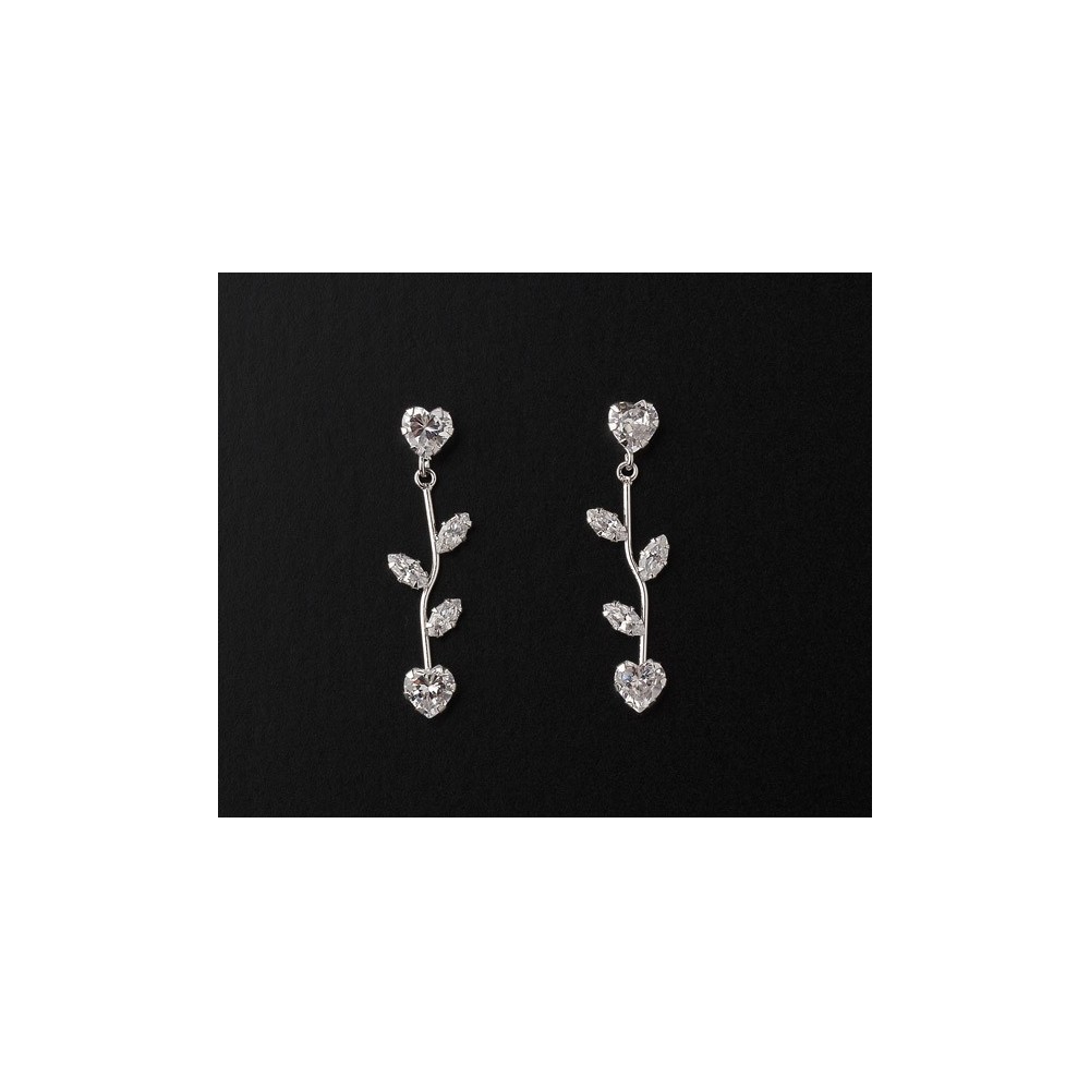 Pendientes de oro blanco con brillante artificial