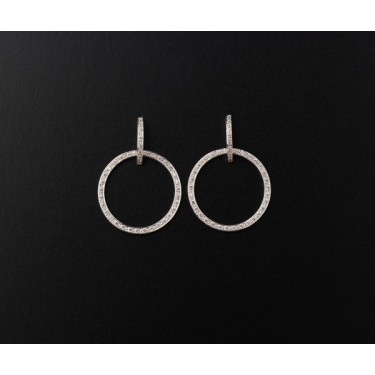 Pendientes de oro blanco con brillante artificial