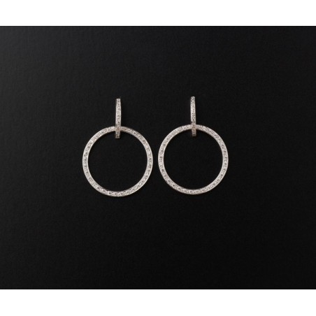 Pendientes de oro blanco con brillante artificial