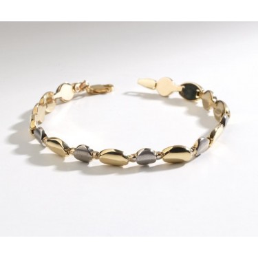 Pulsera de oro bicolor brillo y mate