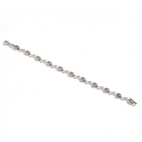 Pulsera de oro blanco brillo mate con piezas cuadradas