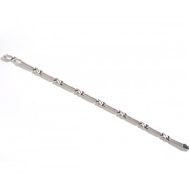 Pulsera de oro blanco brillo mate con ocho barras