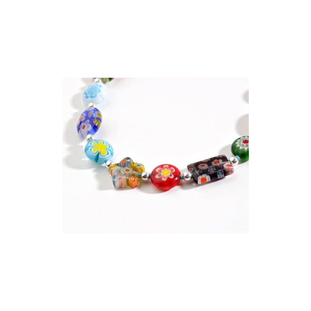 Pulsera cristal de murano y bolas de plata