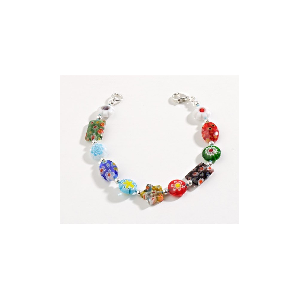 Pulsera cristal de murano y bolas de plata