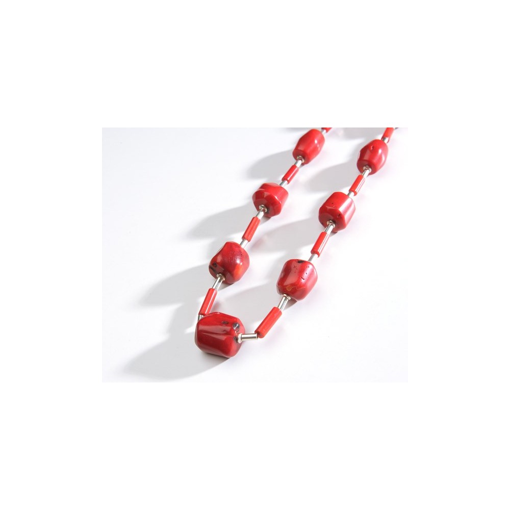 Collar de coral del pacifico y plata