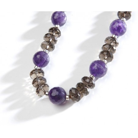 Collar de cuarzo fumé y amatista