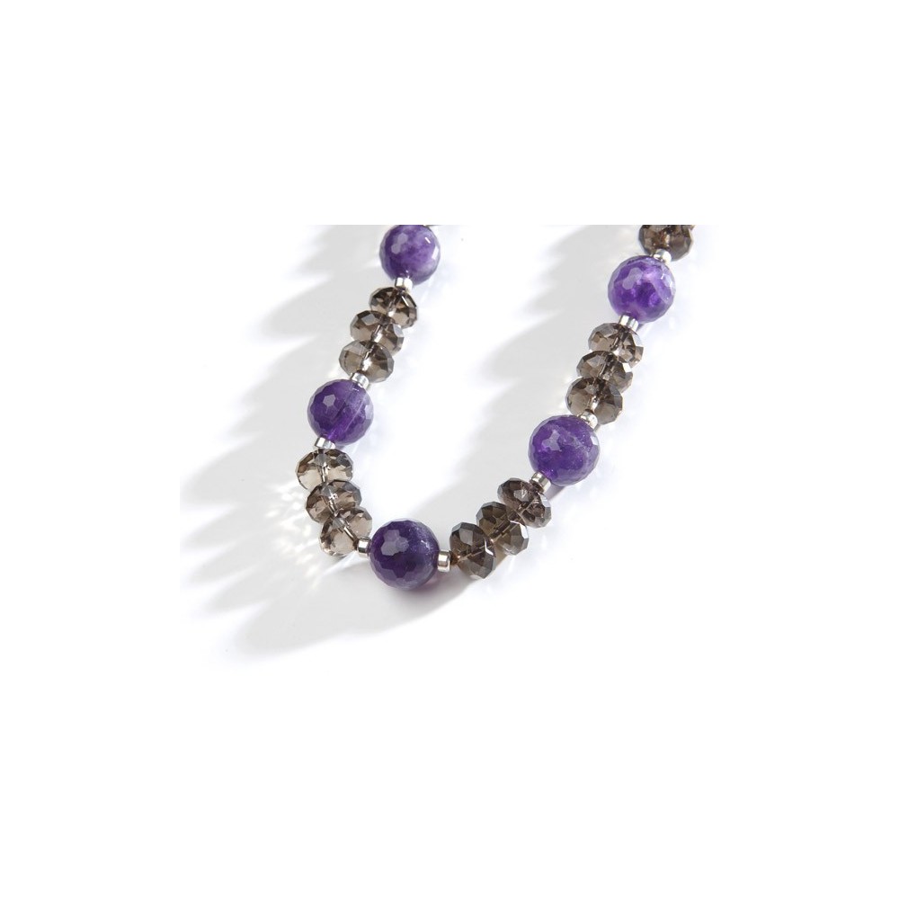 Collar de cuarzo fumé y amatista
