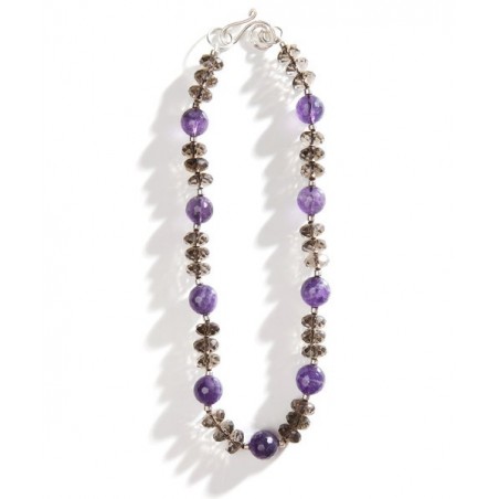 Collar de cuarzo fumé y amatista
