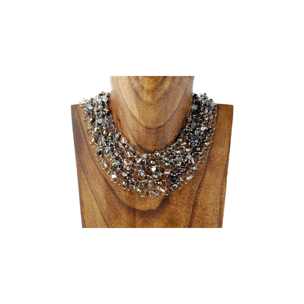 Gargantilla de red con cristal Swarovski,bohemia, perlas...