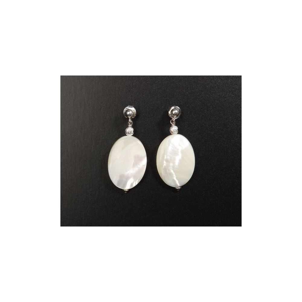 Pendientes de plata y nácar