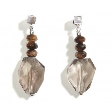 Pendientes de plata y de ojo de tigre