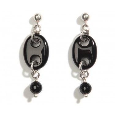 Pendientes de plata y ónix