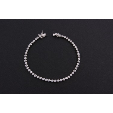 Pulsera de plata baño de oro blanco y brillantes artificiales