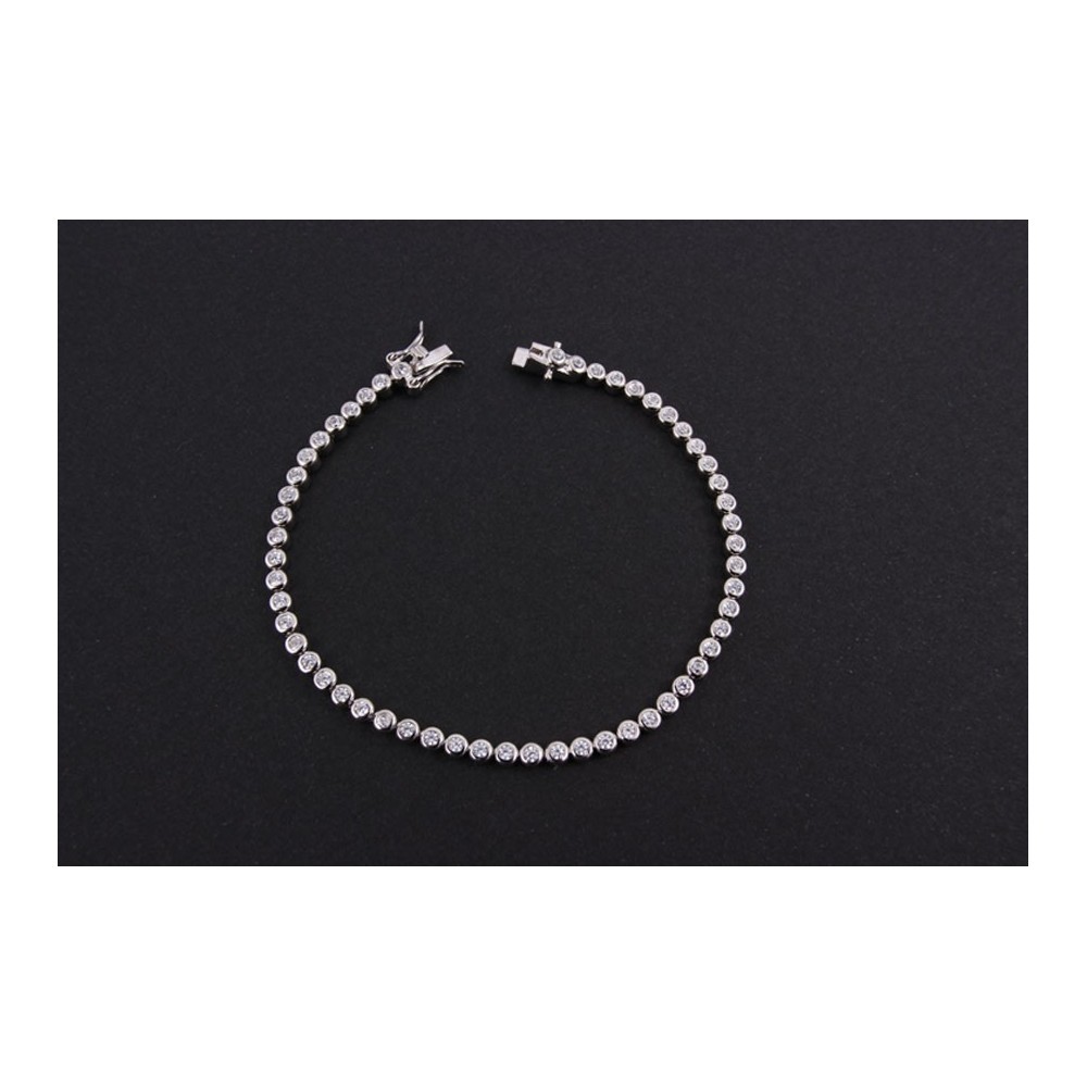 Pulsera de plata baño de oro blanco y brillantes artificiales