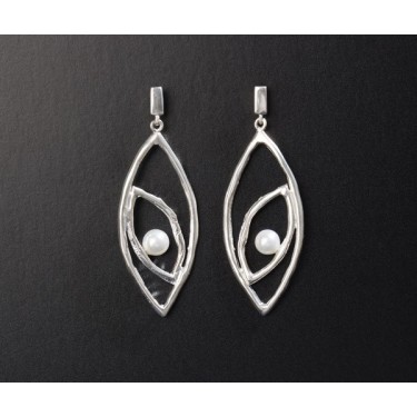 Pendientes de plata perla