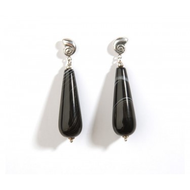 Pendientes de plata y ónix