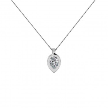 Colgante oro blanco con diamante talla pera