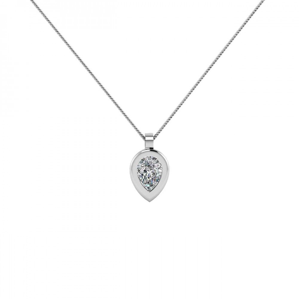Colgante oro blanco con diamante talla pera