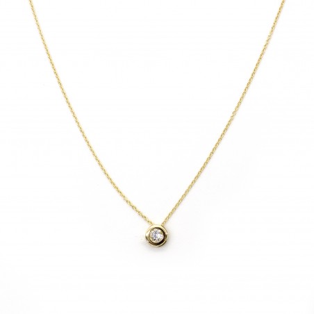 Cadena forzada oro amarillo 18 kt. con colgante chatón y