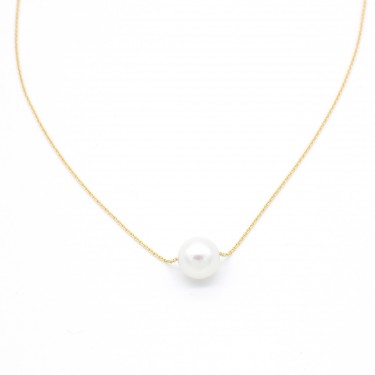 Cadena forzada oro amarillo 18 kt. con perla cultivada
