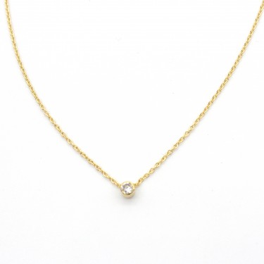 Cadena oro amarillo 18 kt. con colgante mini chatón