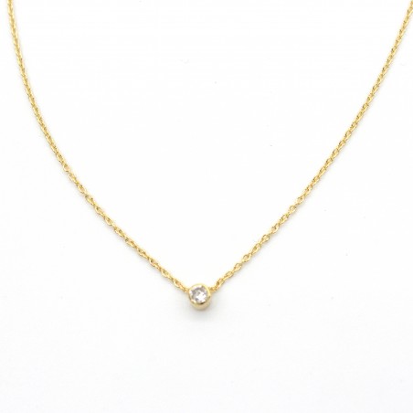 Cadena oro amarillo 18 kt. con colgante mini chatón