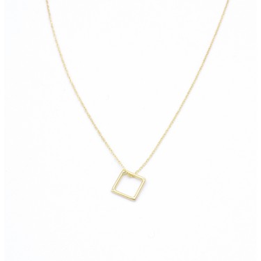Cadena forzada oro amarillo 18 kt. con colgante cuadrado