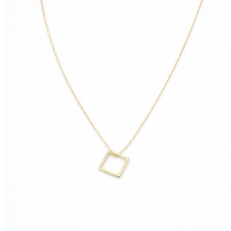 Cadena forzada oro amarillo 18 kt. con colgante cuadrado