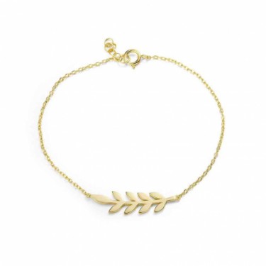 Pulsera fina con rama en plata dorada