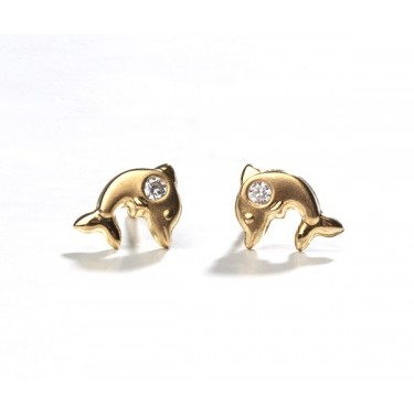 Pendientes de oro de 18k - delfin