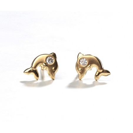 Pendientes de oro de 18k - delfin