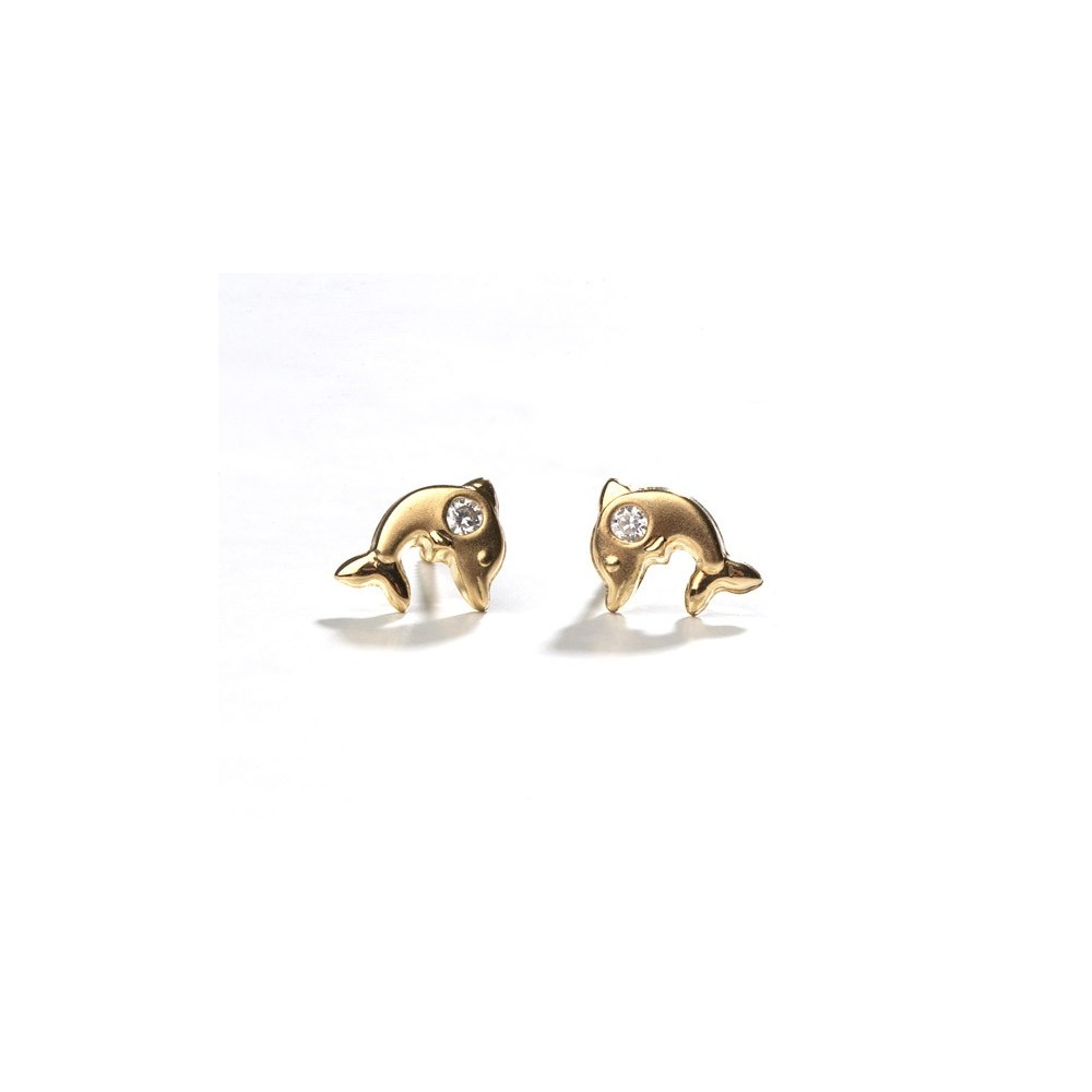Pendientes de oro de 18k - delfin